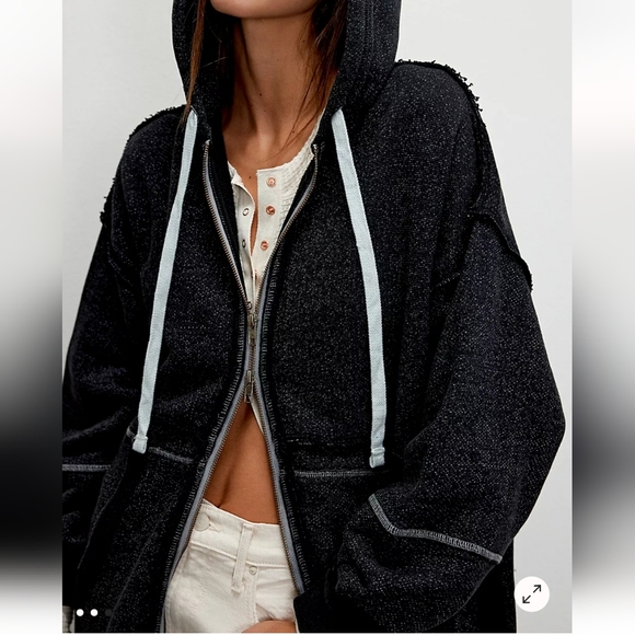 Free People We The Free Long Line Cardi Washed Black Combo - Picture 6 of 13